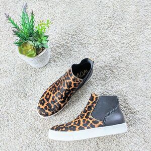 Genuine Cow Fur Sam Edelman High Top Leopard Sneakers